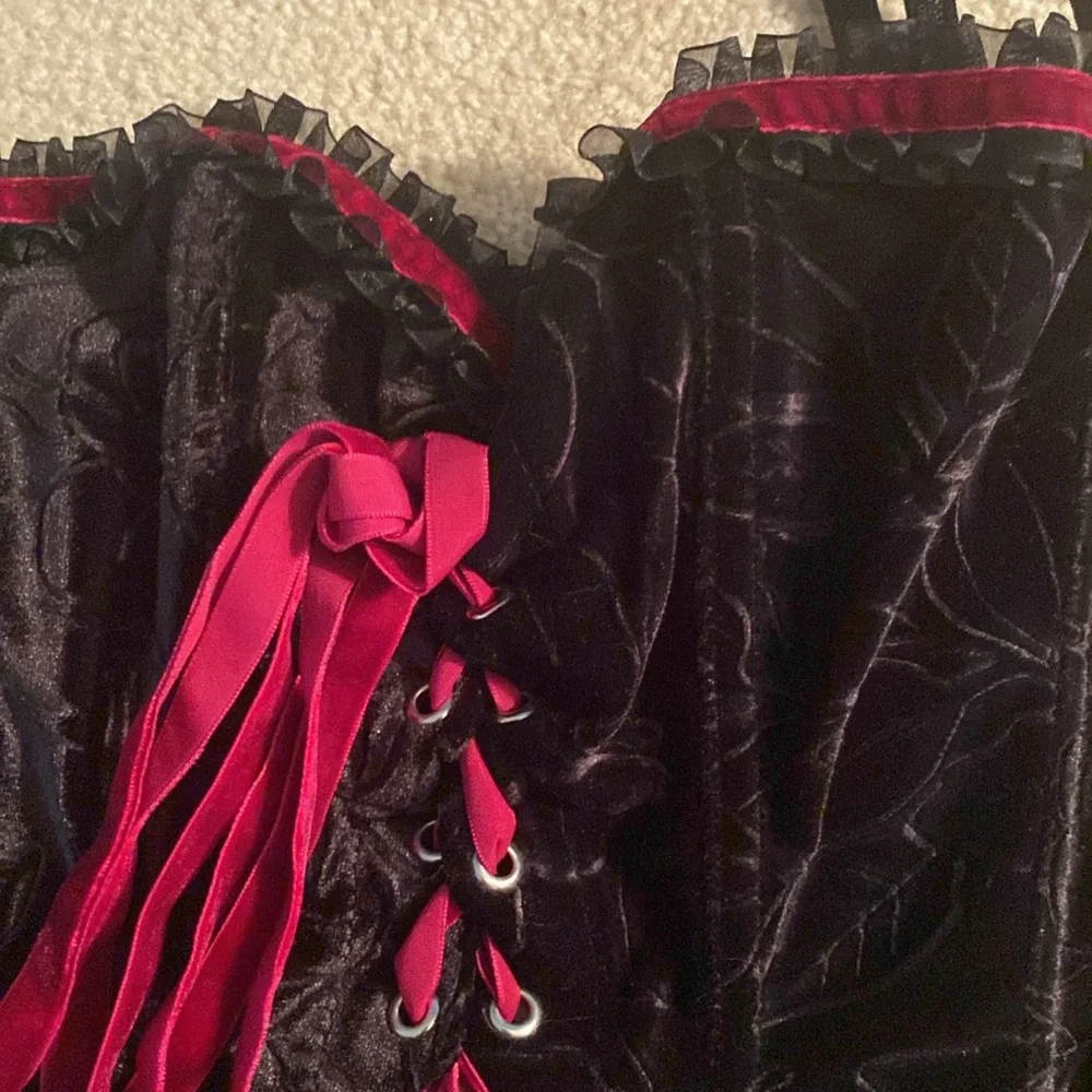 Lovers lane brand velvet corset. Back hooks and push up bra inside - Picture 5 of 15